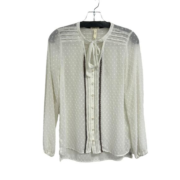 Matilda Jane White Sheer Forever Renae Swiss Dot Long Sleeve Top Small - Picture 1 of 5